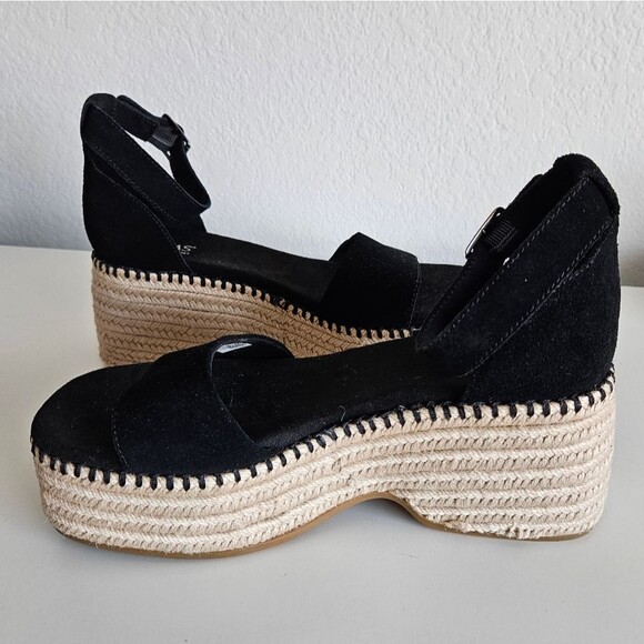 NEW Toms | Laila Espadrille Platform Sandal Black Suede, Womens 9.5 - Picture 3 of 7